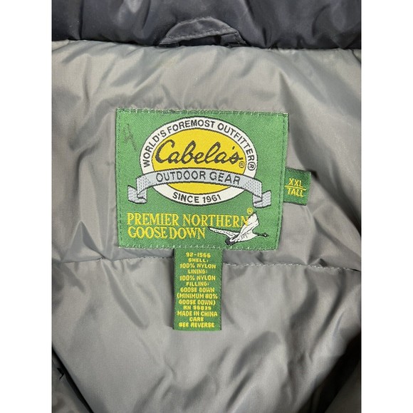 Cabela's Premier Northern Goose Down Mens Vest Blue Puffer Full Zip Sz 2XL Tall - Picture 4 of 4